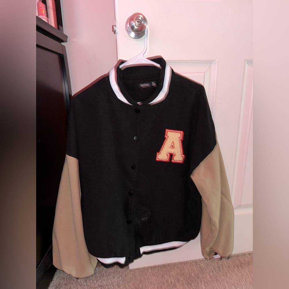 BOOHOO khaki, A varsity jacket